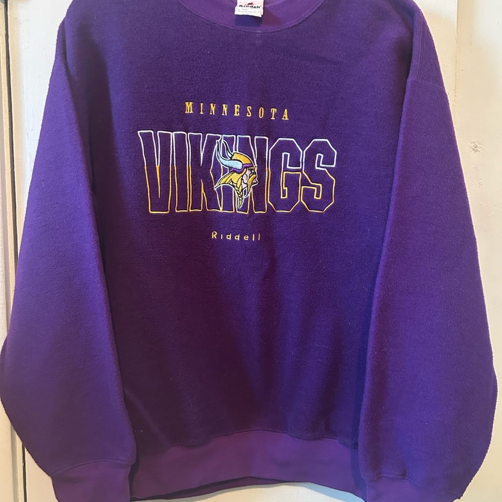 Vintage 90s Riddell Minnesota Vikings NFL Sweatshirt Purple crewneck Size L